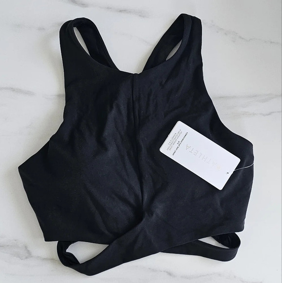 NWT - Athleta Conscious Crop Cut Out A-C Sports Bra Black Size Large - Picture 4 of 6